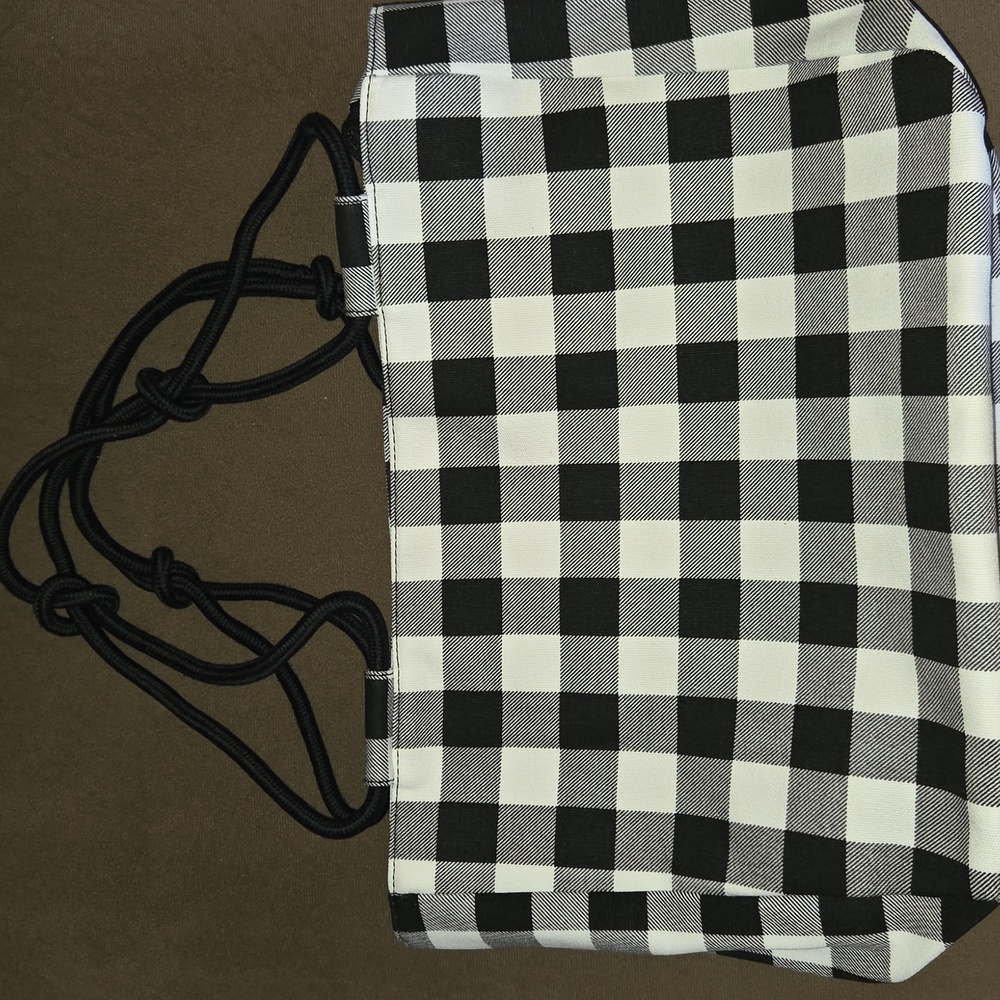 Farmhouse Is My Style Buffalo Checkered Canvas Tote Bag Purse with rope handles